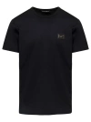 DOLCE & GABBANA BLACK T-SHIRT WITH LOGO TAG DETAIL ON THE FRONT IN COTTON