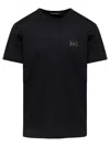 Dolce & Gabbana Black T-shirt With Logo Tag Detail On The Front In Cotton Man In Black