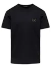 Dolce & Gabbana Black Cotton T-shirt With Silver Plaque Logo In Black