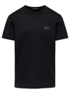Dolce & Gabbana Men Black T-shirt With Logo Tag Detail On The Front In Cotton Man