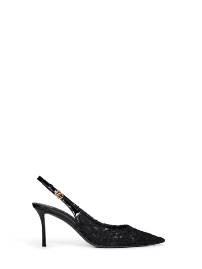 Dolce & Gabbana Black Taormina Lace And Patent Leather Slingback Pumps