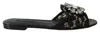 Dolce & Gabbana Black Taormina Lace Slides Crystals Flats Women's Shoes In Black