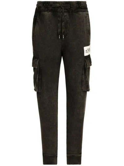 DOLCE & GABBANA BLACK TAPERED CARGO TROUSERS