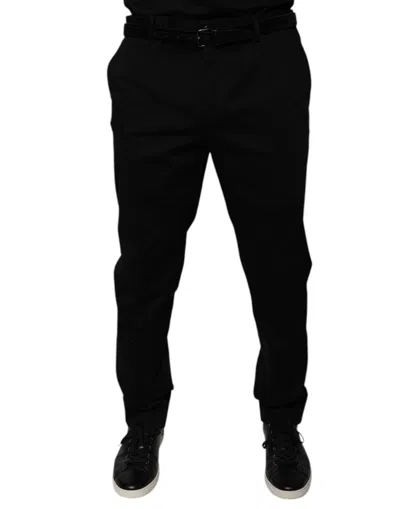 Pre-owned Dolce & Gabbana Black Tapered Formal Dress Men's Pants ()