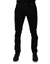 Dolce & Gabbana Black Tattered Cotton Skinny Men Denim Jeans In Black