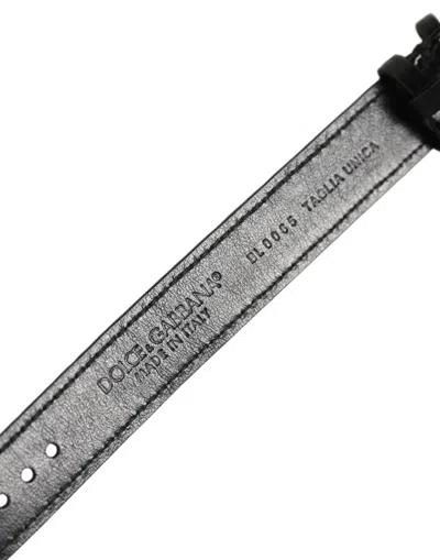 Dolce & Gabbana Black Textured Leather Gold Buckle Belt Strap Bracelet