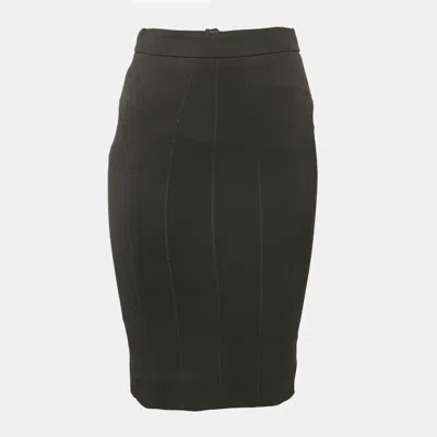 Pre-owned Dolce & Gabbana Black Textured Stretch Crepe Knee-length Skirt S