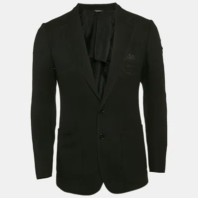 Pre-owned Dolce & Gabbana Black Textured Wool Single Breasted Blazer Xs