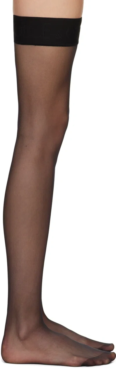 Dolce & Gabbana Black Thigh Socks In N0000 Nero
