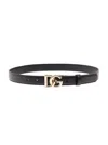 Dolce & Gabbana Black Thin Belt With Golden Dg Buckle In Leather Woman  In Black