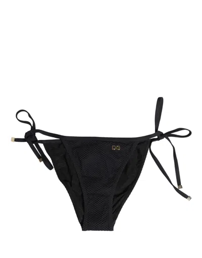 Dolce & Gabbana Black Tie-side Bikini Bottom Swimsuit Swimwear