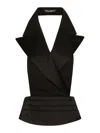 Dolce & Gabbana Black Double-breasted Vest With Rear Cut-out In Silk And Wool Woman In Black
