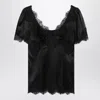 Dolce & Gabbana Satin And Lace Short Sleeve Top