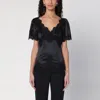 Dolce & Gabbana Lace-trimmed Silk Satin Top In Black