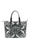 Dolce & Gabbana Black Tote Bag With Top Zip Closure And All-over Print In Tech Fabric Man
