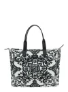 Dolce & Gabbana Black Tote Bag With Top Zip Closure And All-over Print In Tech Fabric Man