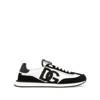 Dolce & Gabbana Aria White And Black Running Sneakers With Logo Detail In Suede And Tech Fabric Man In Black