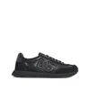 Dolce & Gabbana Round Toe Leather Sneakers With Suede Accents In Black