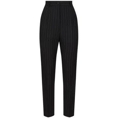 DOLCE & GABBANA DOLCE & GABBANA BLACK TROUSERS - SLIM-FIT TROUSERS WOMEN