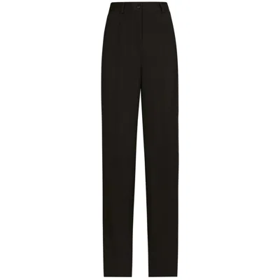 DOLCE & GABBANA DOLCE & GABBANA BLACK TROUSERS - TAILORED TROUSERS WOMEN