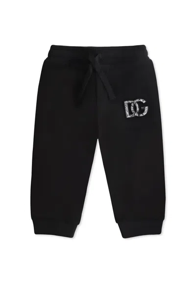 Dolce & Gabbana Black Trousers For Baby Boy With Logo