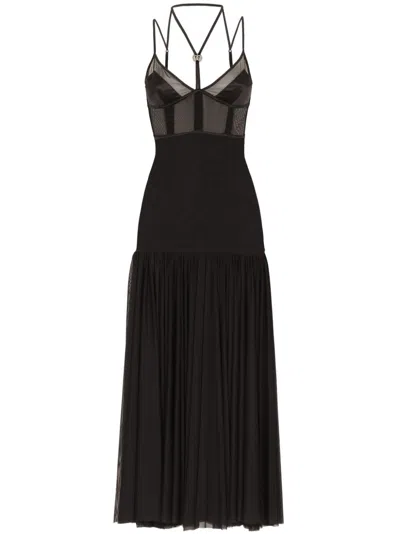 DOLCE & GABBANA DOLCE & GABBANA BLACK TULLE OVERLAY CORSET DRESS