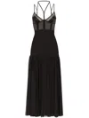 Dolce & Gabbana Dg-plaque Tulle Midi Dress In Black