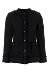 Dolce & Gabbana Tweed Blazer With Frayed Edges And Front Pockets