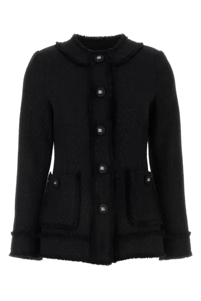 DOLCE & GABBANA BLACK TWEED BLAZER