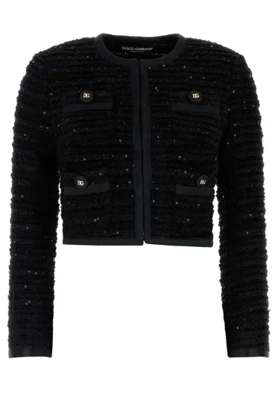 Dolce & Gabbana Black Tweed Blazer