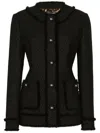 Dolce & Gabbana Black Single-breasted Jacket With Branded Button In Tweed Woman In Black