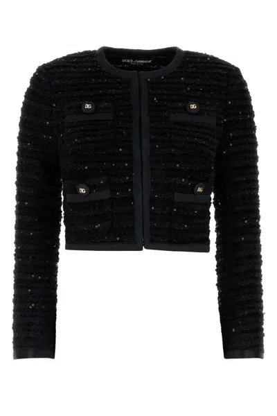 DOLCE & GABBANA BLACK TWEED BLAZER