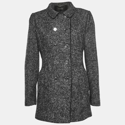 Pre-owned Dolce & Gabbana Black Tweed Double Breasted Coat M