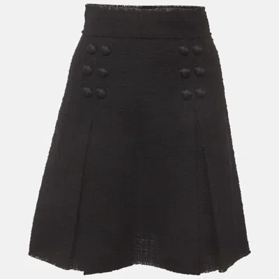 Pre-owned Dolce & Gabbana Black Tweed Pleated Mini Skirt S