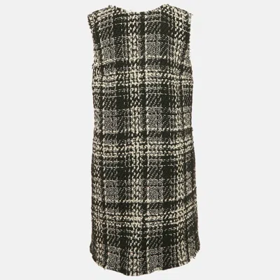Pre-owned Dolce & Gabbana Black Tweed Shift Dress M