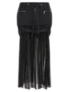 Dolce & Gabbana Black Skirt With Pleated Design And Drawstring Waist In Silk Blend Stretch Woman In Black