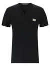 Dolce & Gabbana Black V-neck Logo T-shirt
