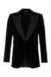 Dolce & Gabbana Peak Lapel Tuxedo Velvet Jacket With Padded Shoulders In Black
