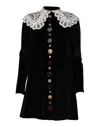 Dolce & Gabbana Black Velvet Lace Collared Embellished Dress