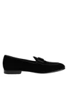 Dolce & Gabbana Mocassini Vivaldi In Velluto Nero Uomo In Black