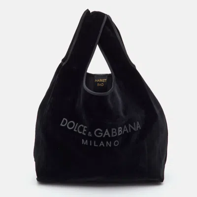 Pre-owned Dolce & Gabbana Black Velvet Market Tote