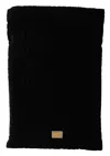 Dolce & Gabbana Black Velvet Quilt Drawstring Logo Plaque Pouch Women's Bag In Black