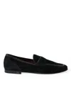 DOLCE & GABBANA DOLCE & GABBANA BLACK VELVET SLIP ON LOAFERS DRESS MEN'S SHOES