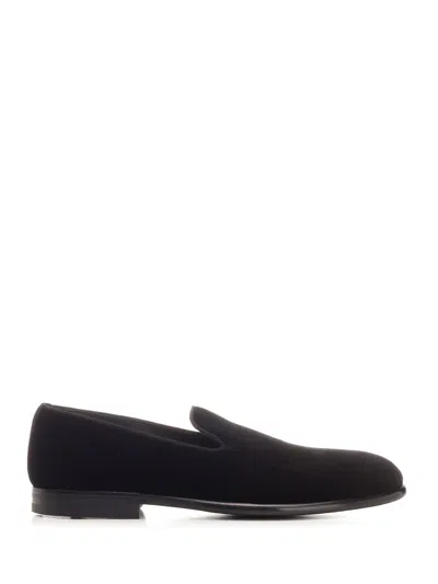 Dolce & Gabbana Round Toe Suede Loafers With Rubber Sole In Black