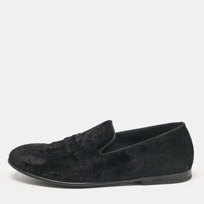 Pre-owned Dolce & Gabbana Black Velvet Smoking Slippers Size 41