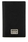 Dolce & Gabbana Black Textured Calf Leather Bi-fold Wallet In Black