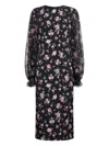 Dolce & Gabbana Women Black Dress With Round Neckline And All-over Floral Motif In Silk Blend Woman In Black