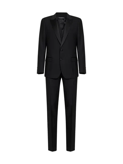 Dolce & Gabbana Black Virgin Wool And Silk Three-piece Tuxedo Suit