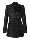 Dolce & Gabbana Pinstripe Double-breasted Blazer In Black