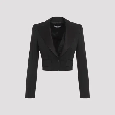 DOLCE & GABBANA BLACK VIRGIN WOOL BLAZER